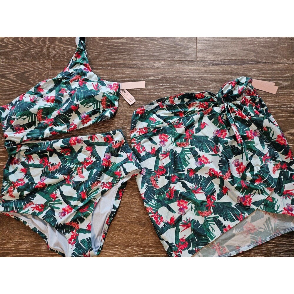 Victorias Secret swimsuit set monokini sarong palm L